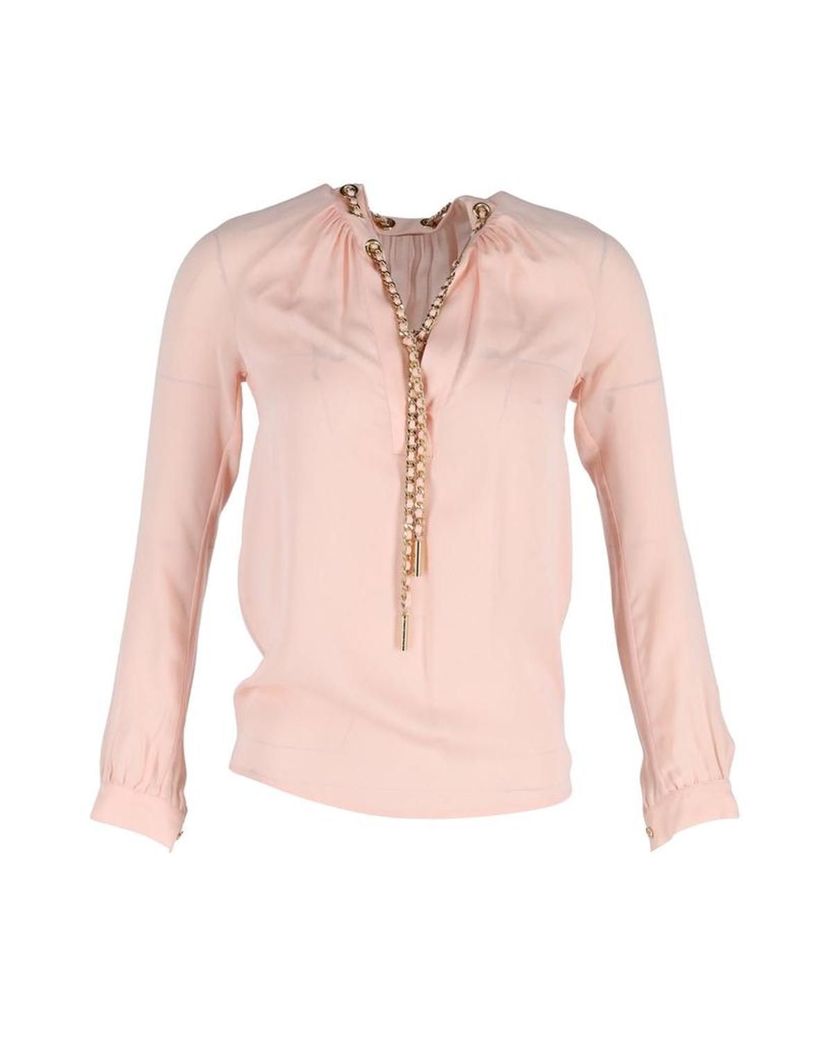 Michael Michael Kors Chain-Linked Blouse in Pink Silk