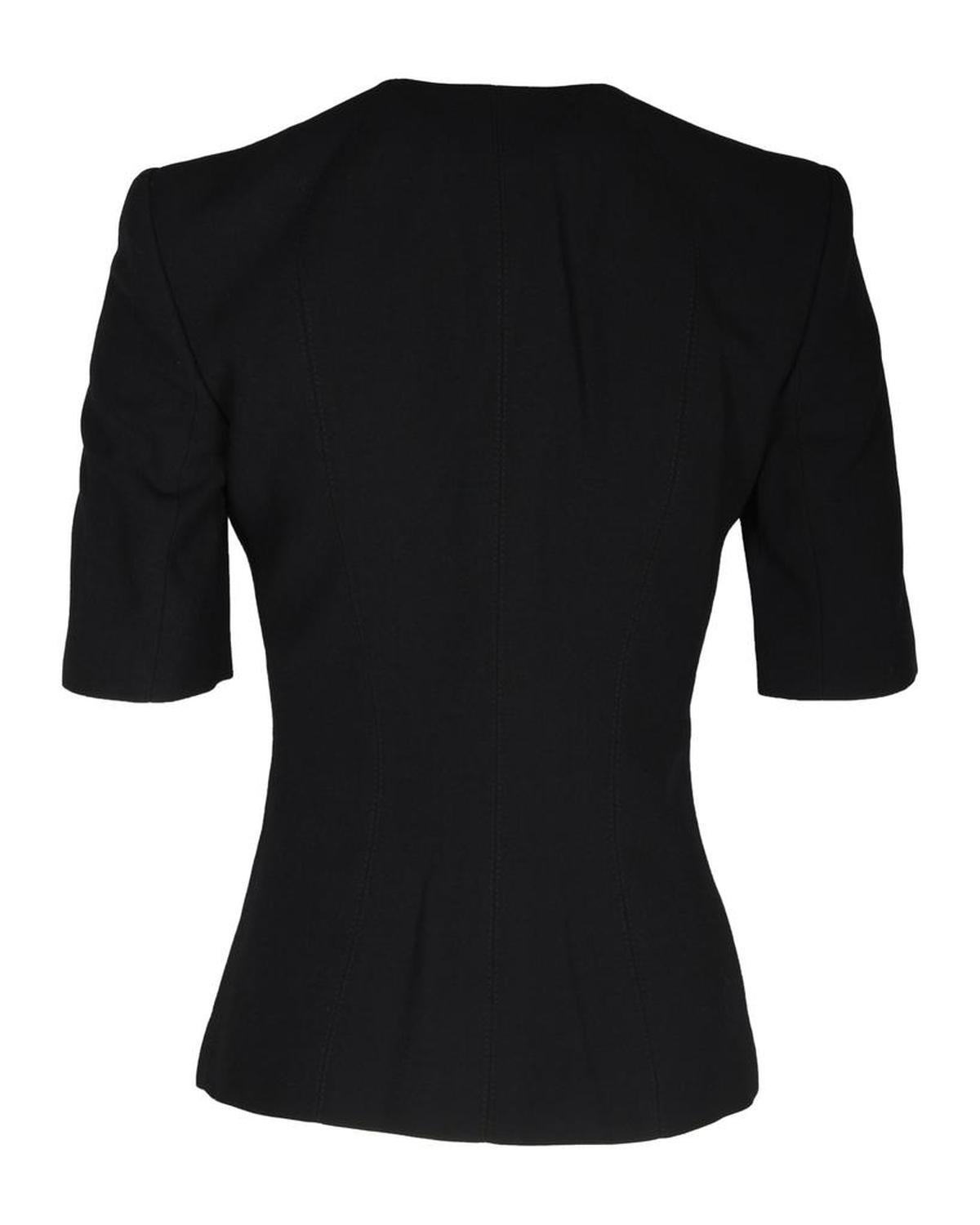 Michael Kors Zipped Short Sleeve Jacket in Black Wool