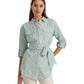 Relaxed Fit Striped Belted Linen Shirt