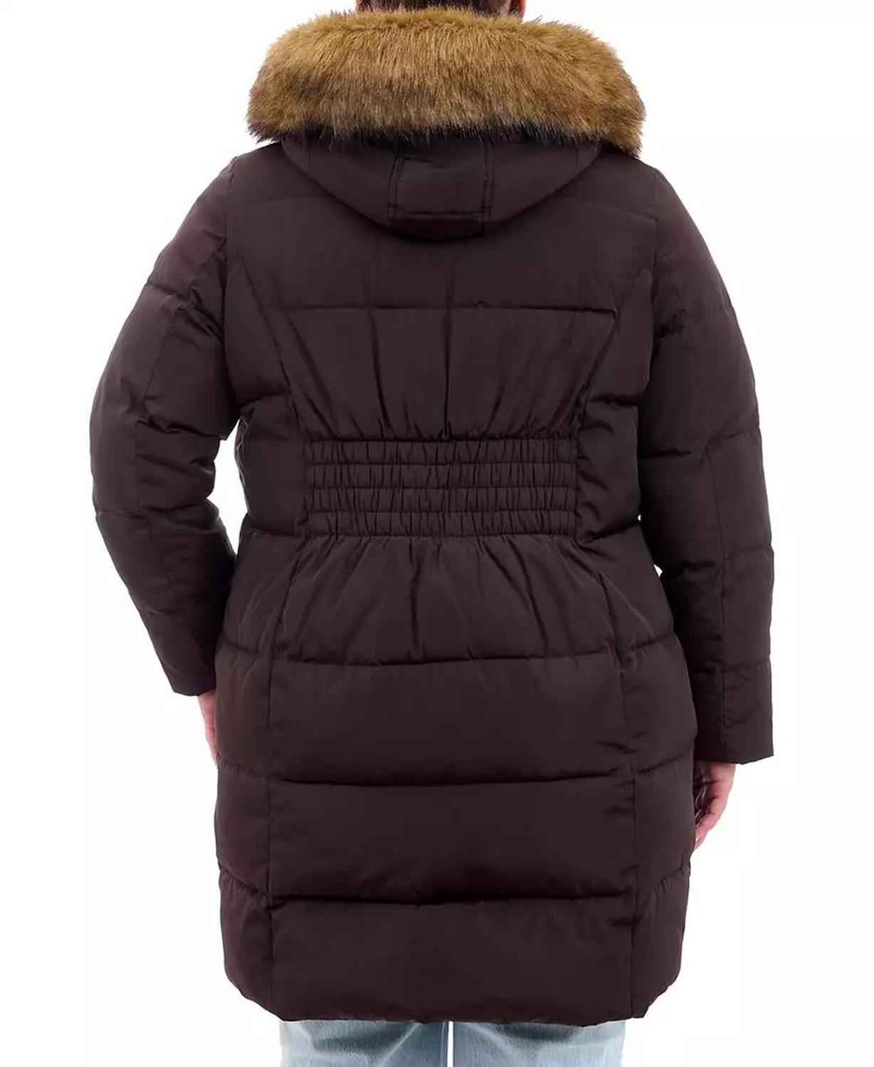 Plus Size Faux-Fur-Trim Hooded Puffer Coat, Created for Macy's