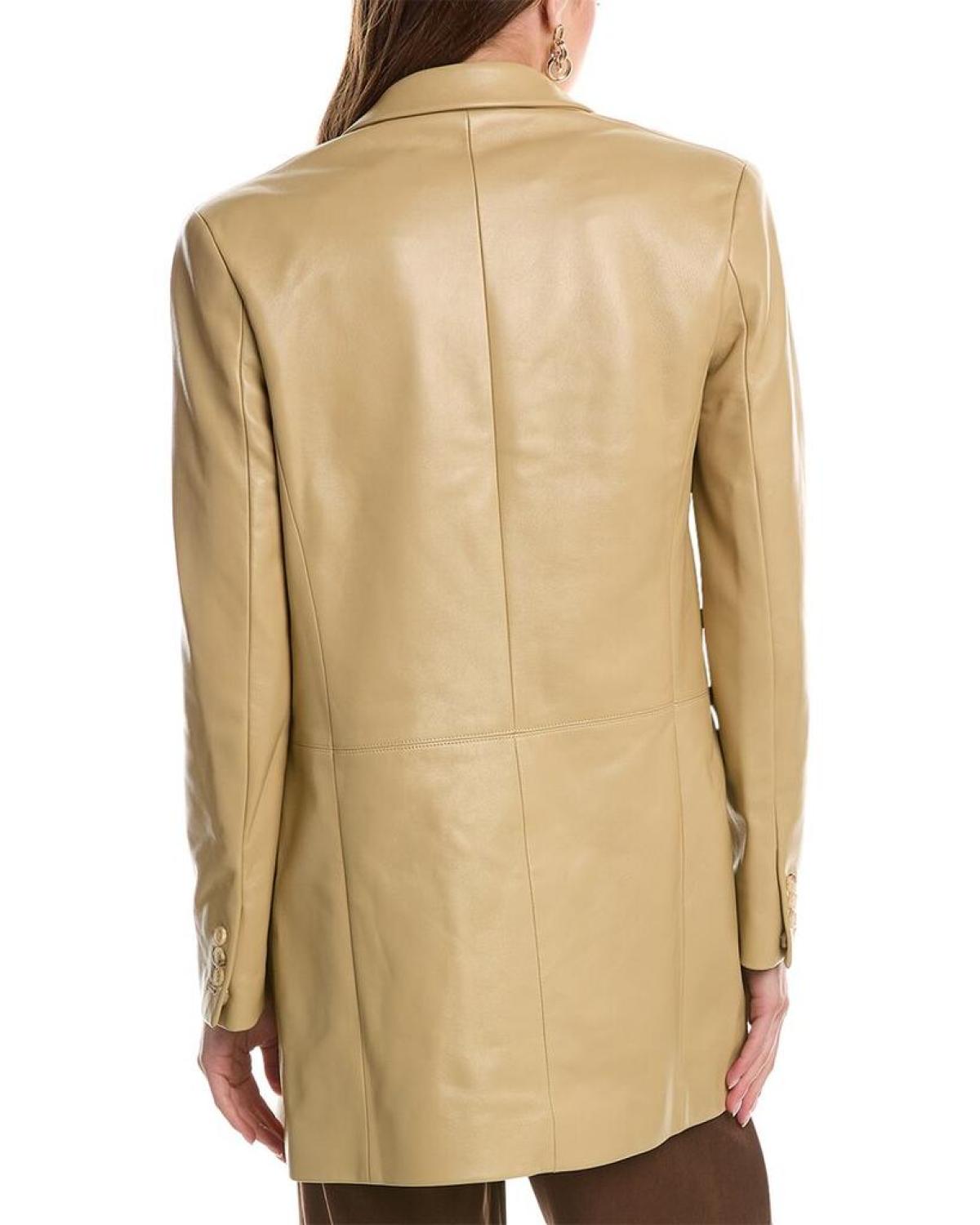 Michael Kors Collection Plonge Leather Boyfriend Blazer