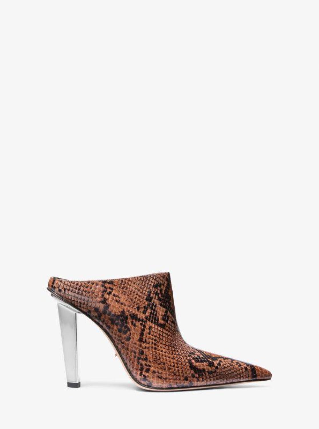 Halle Snake Embossed Leather Mule Pump