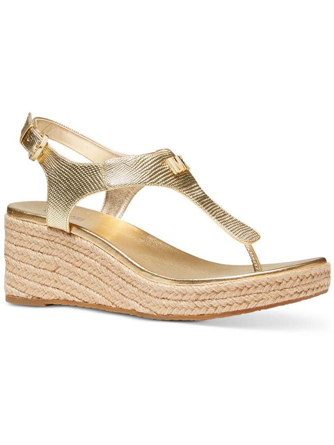 Laney Womens Leather Espadrille Wedge Sandals