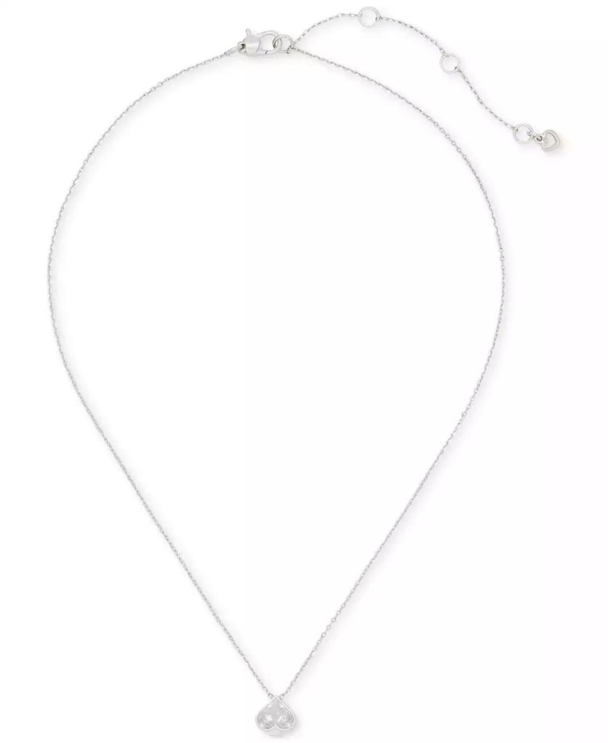 Silver-Tone Cubic Zirconia Spade Mini Pendant Necklace, 16"+ 3" extender