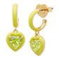 Gold-Tone Color-Coated Stone Heart Charm Hoop Earrings