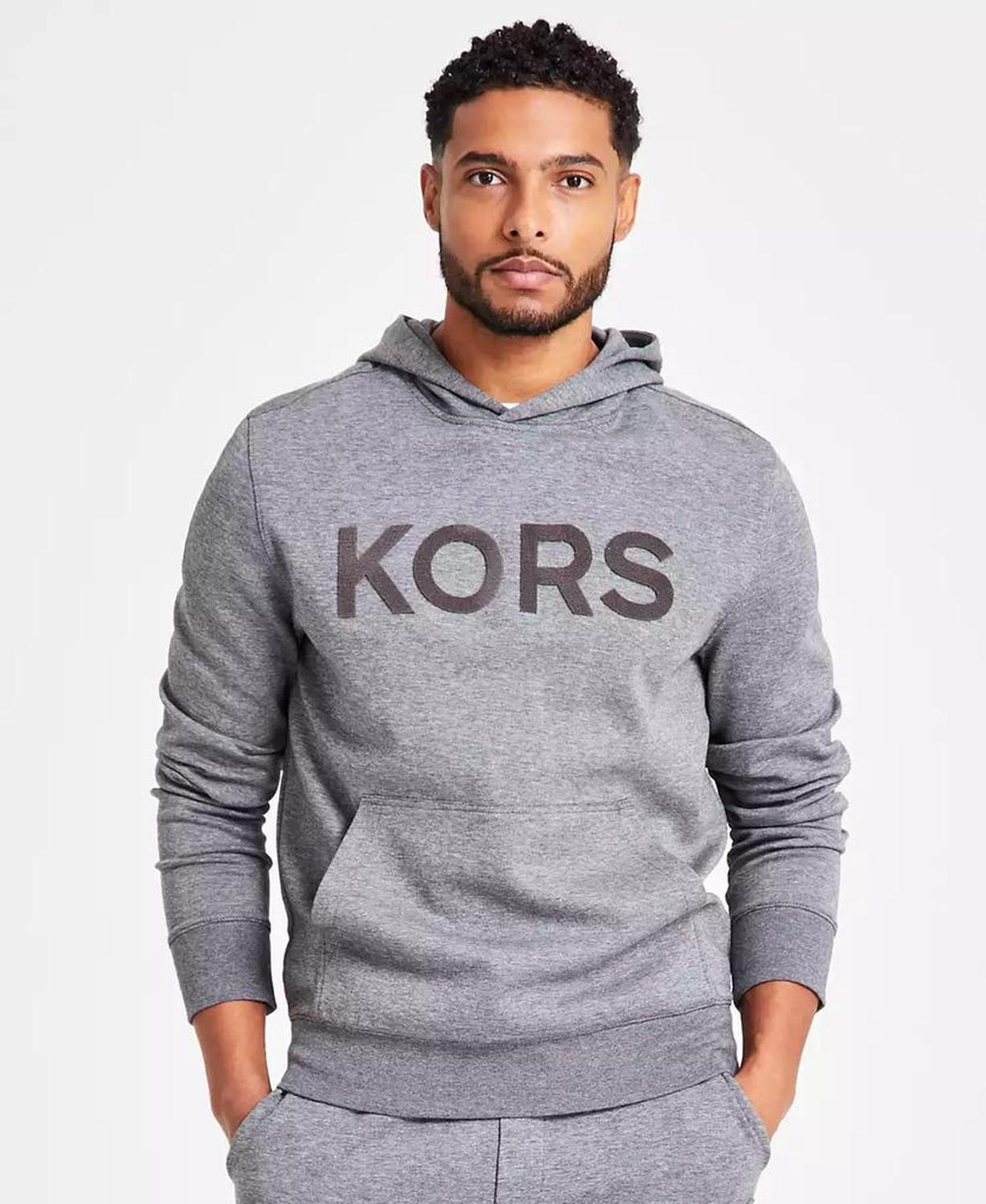 Men's Modern-Fit Stretch Textured Logo Hoodie