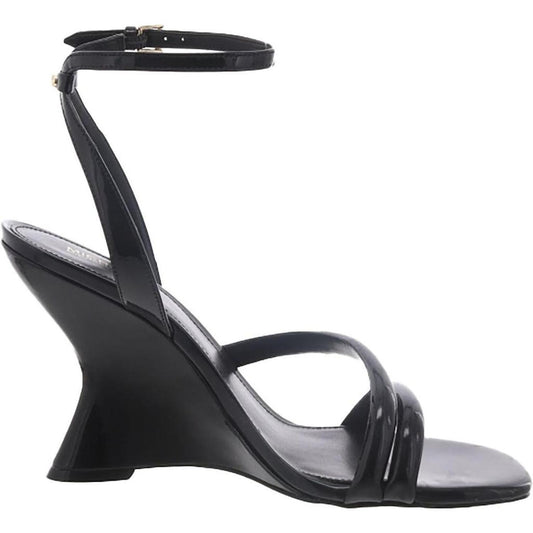 Womens Leather Ankle Strap Wedge Sandals