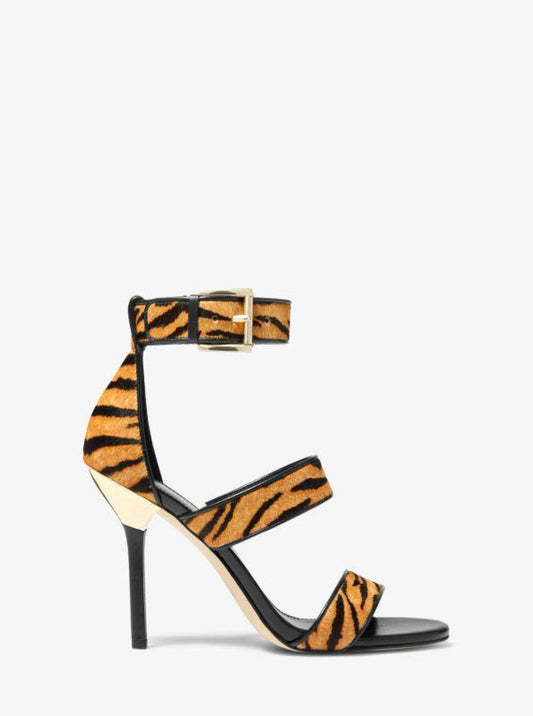 Amal Tiger Print Calf Hair Sandal