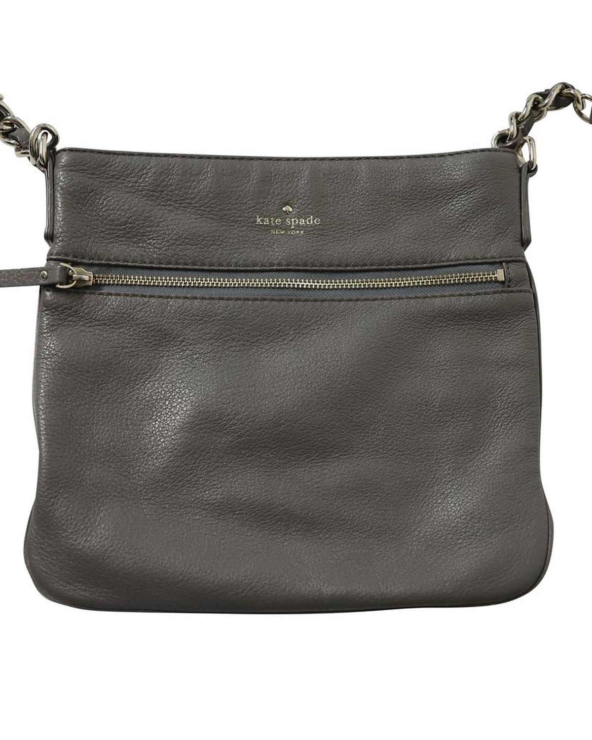 Kate Spade Jackson Zip Crossbody Bag in Grey Leather