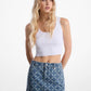 Empire Diamond Print Denim Skirt