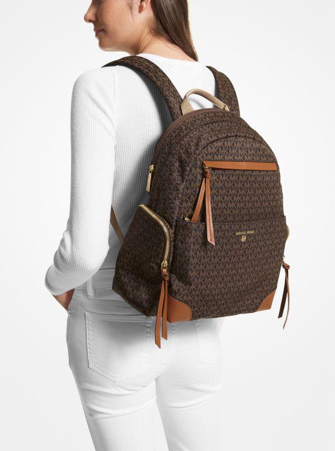 Prescott Large Signature Logo Print Woven Backpack