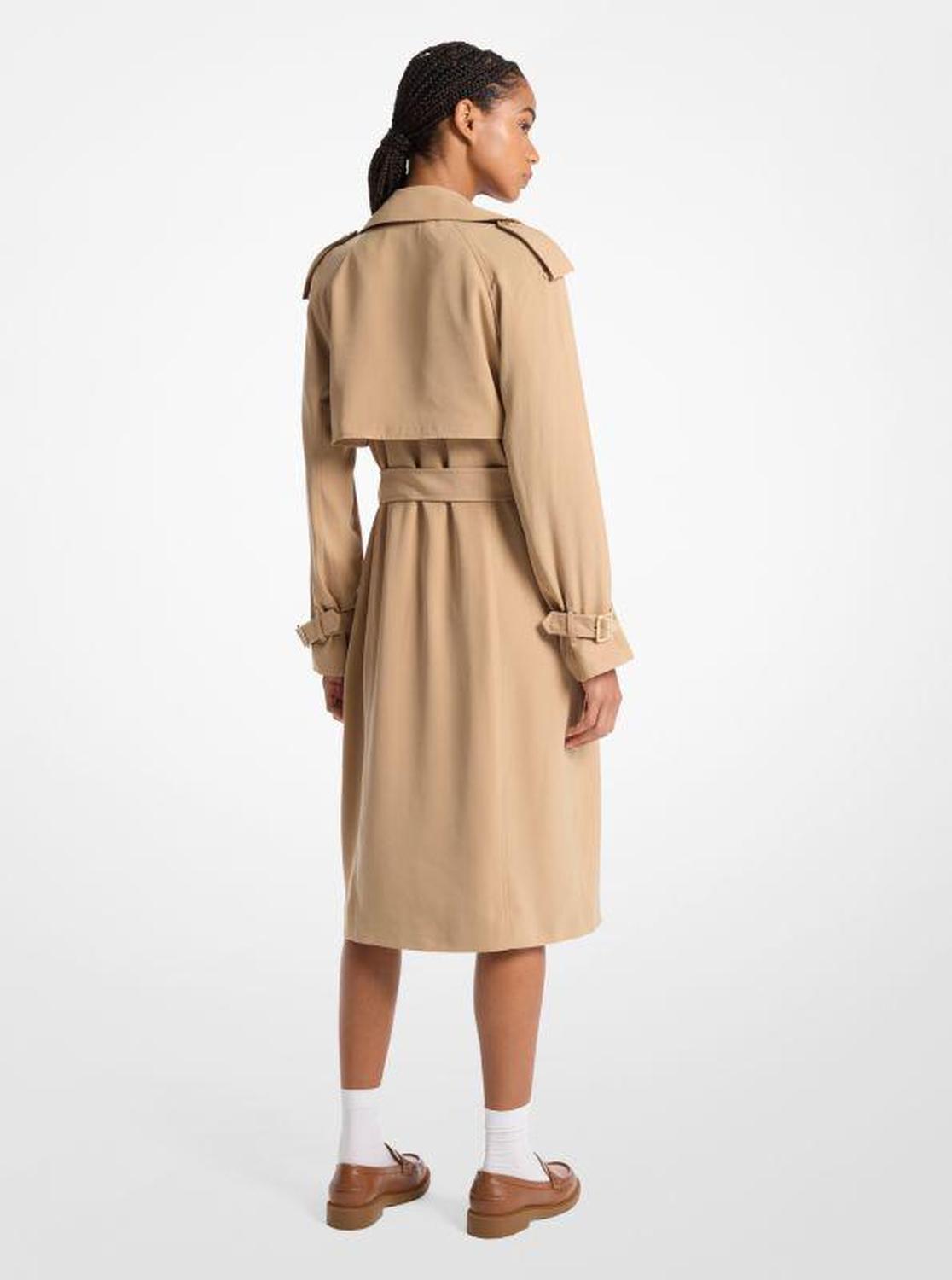 Draped Woven Trench Coat