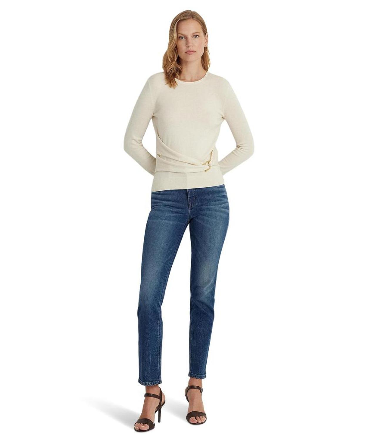 Twist-Front Cotton-Blend Sweater