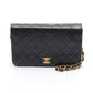 Matelasse Full Flap Chain Shoulder Bag Lambskin  Gold Hardware Push Lock