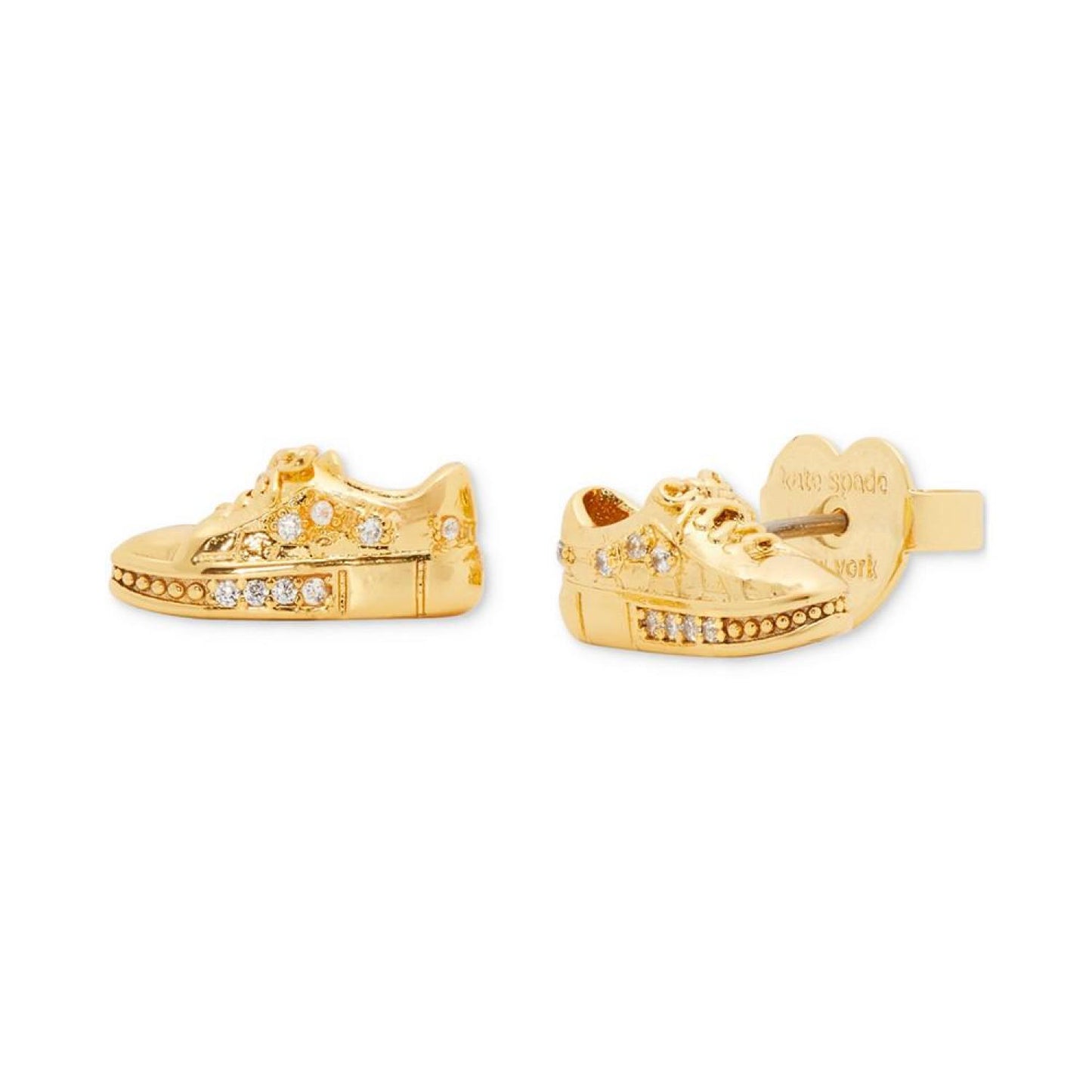 Gold-Tone Pavé Running Shoe Stud Earrings