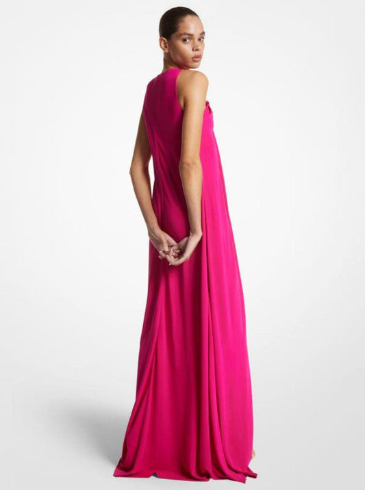 Crepe Jersey Necklace Gown