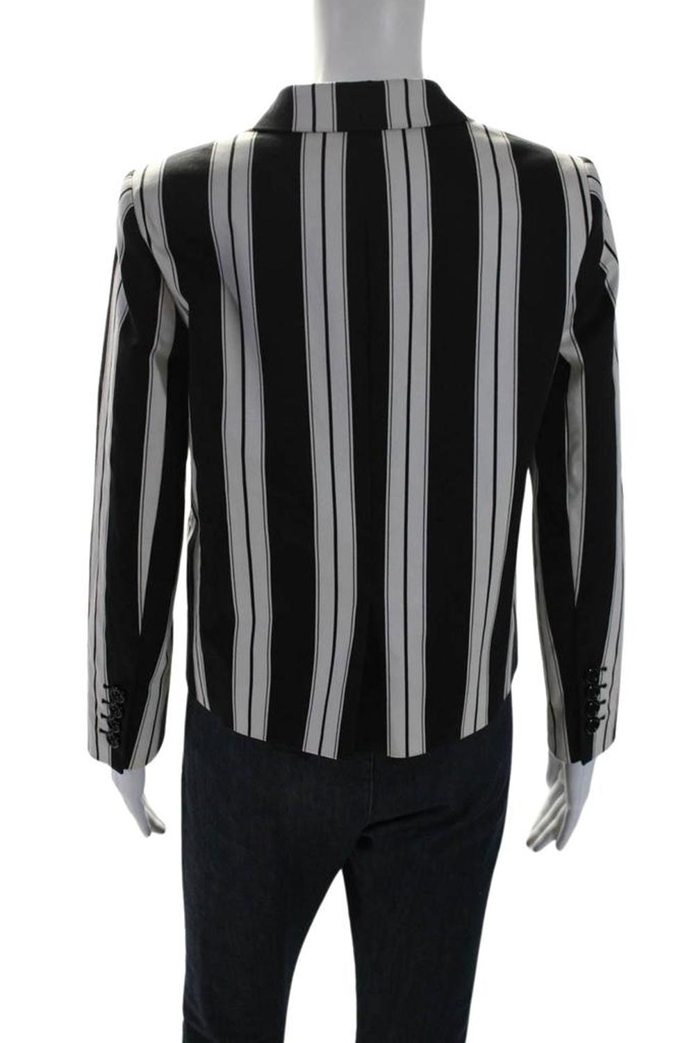 Marc Jacobs Womens Cotton Striped Single Breasted Jacket Black White