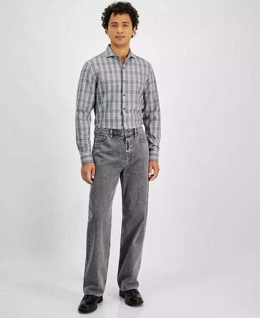 Men's Gray Arden Straight-Fit Wide-Leg Jeans