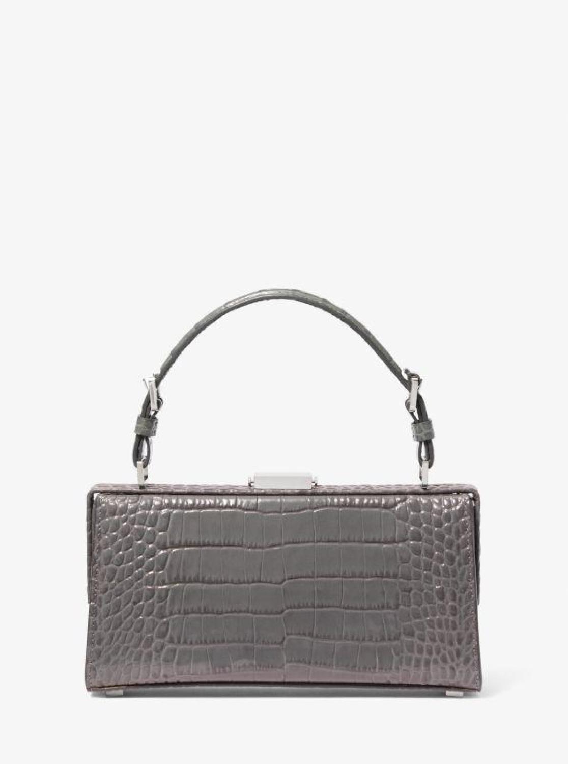 Gwyneth Crocodile Embossed Leather Shoulder Bag