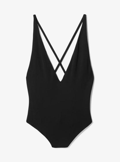 Stretch Matte Jersey Plunge-Neck Bodysuit