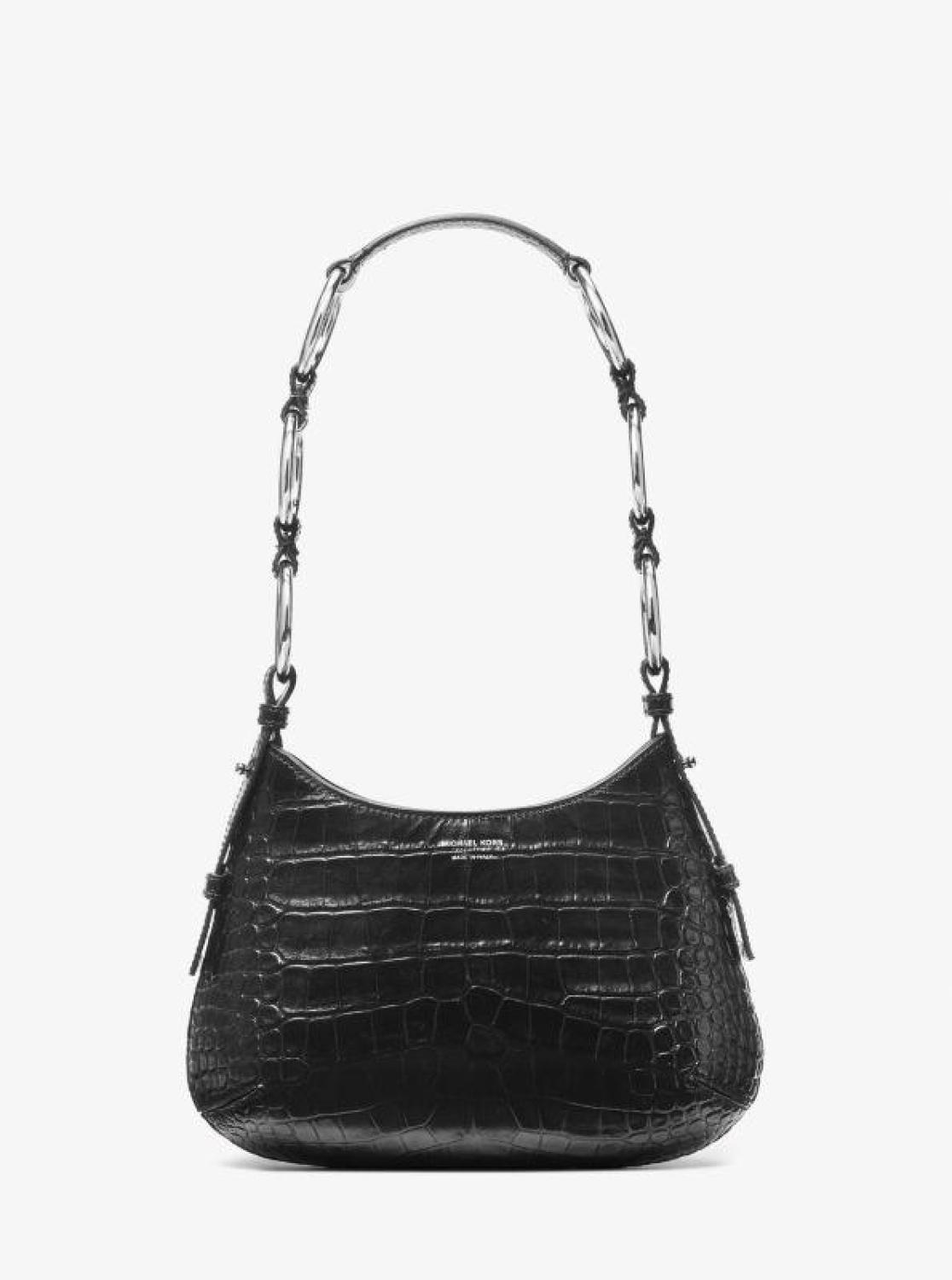 Bardot Mini Crocodile Embossed Leather Hobo Shoulder Bag