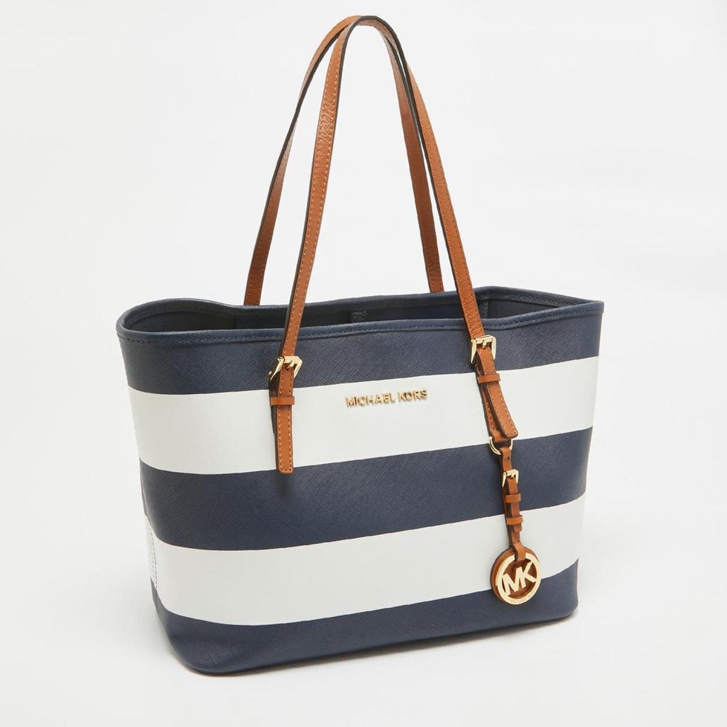 Michael Kors   Leather Stripe Jet Set Travel Tote