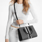 Sheila Medium Signature Logo and Metallic Satchel