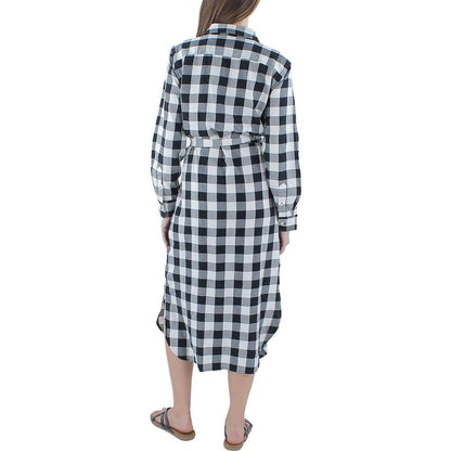 Womens Plaid Midi Shirtdress