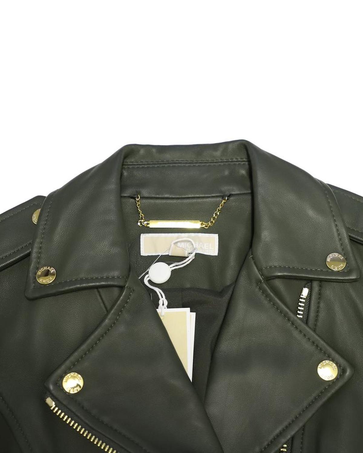 Michael Kors Biker Jacket in Army Green Leather