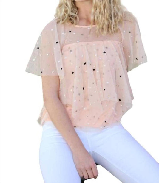 Tiered Polka Dot Top In Apricot