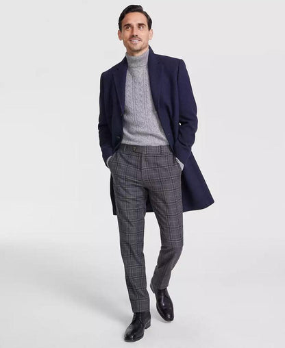 Men's Classic-Fit Wool Blend Herringbone Overcoat