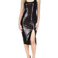 Petites Womens Sequined Sleeveless Midi Dress