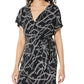 Print Tie Faux Wrap Dress