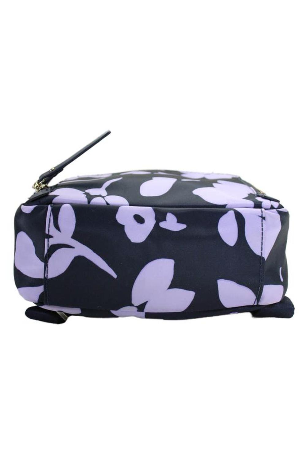 Womens Floral Print Zip Closure Backpack Navy Purple