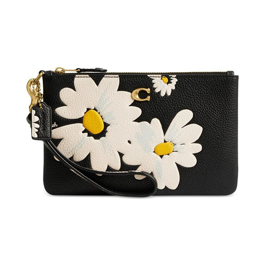 Small Floral Print Leather Wristlet