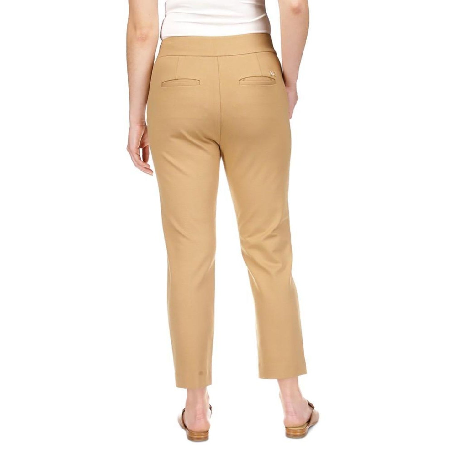 Petite High-Rise Ponte Pintuck Pants