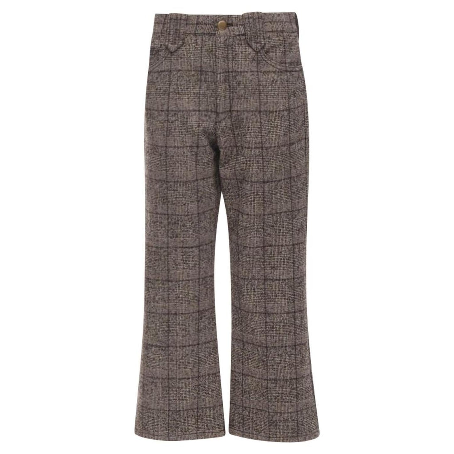 check tweed boucle wide leg cropped pants