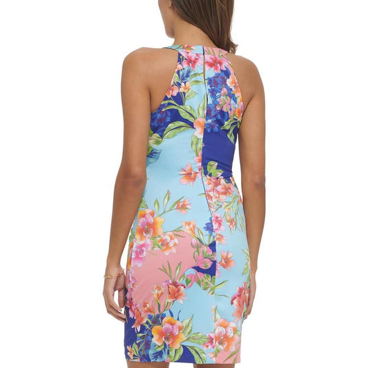 Womens Floral V-Neck Cocktail And Party Dress