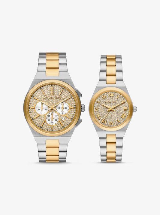 Lennox His and Hers Pavé Two-Tone Watch Set