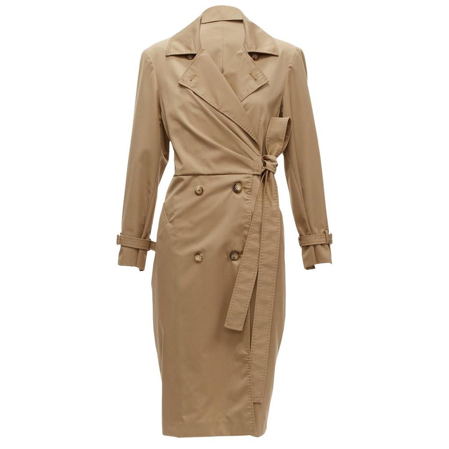 virgin wool wrap tie trench coat dress