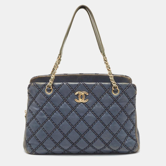 Chanel Quilted Wild Stitched Leather Chain Tote