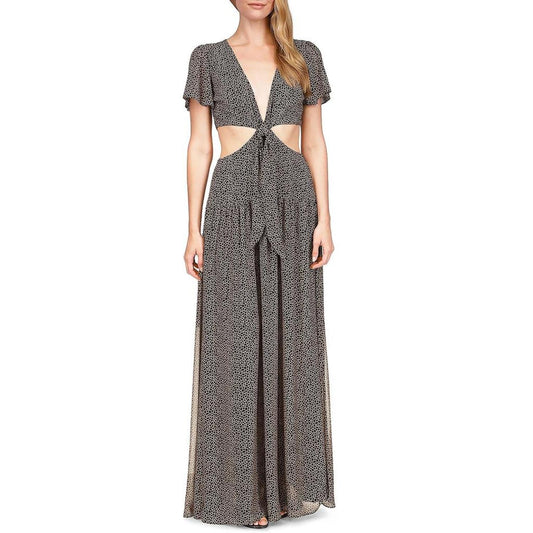 Womens Printed V Neck Maxi Dress