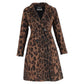 Sportmax Leopard Print Double-Breasted Coat in Brown Wool