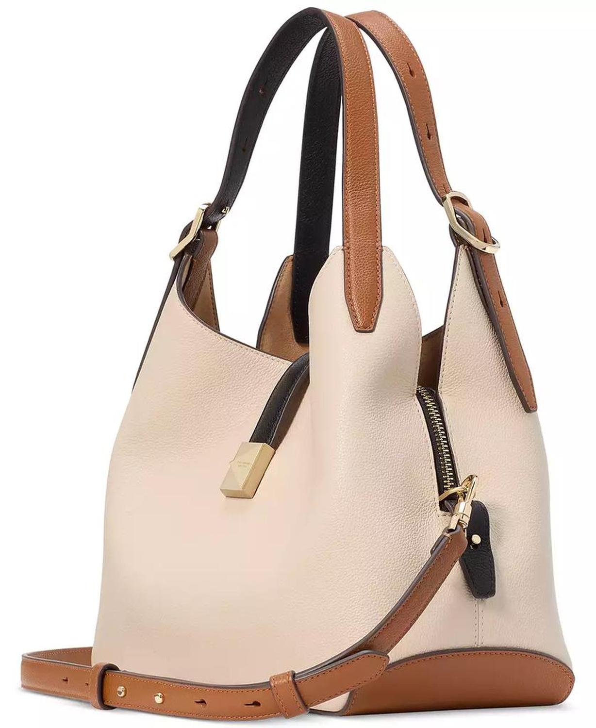 Deco Colorblocked Pebbled Leather Tote Bag