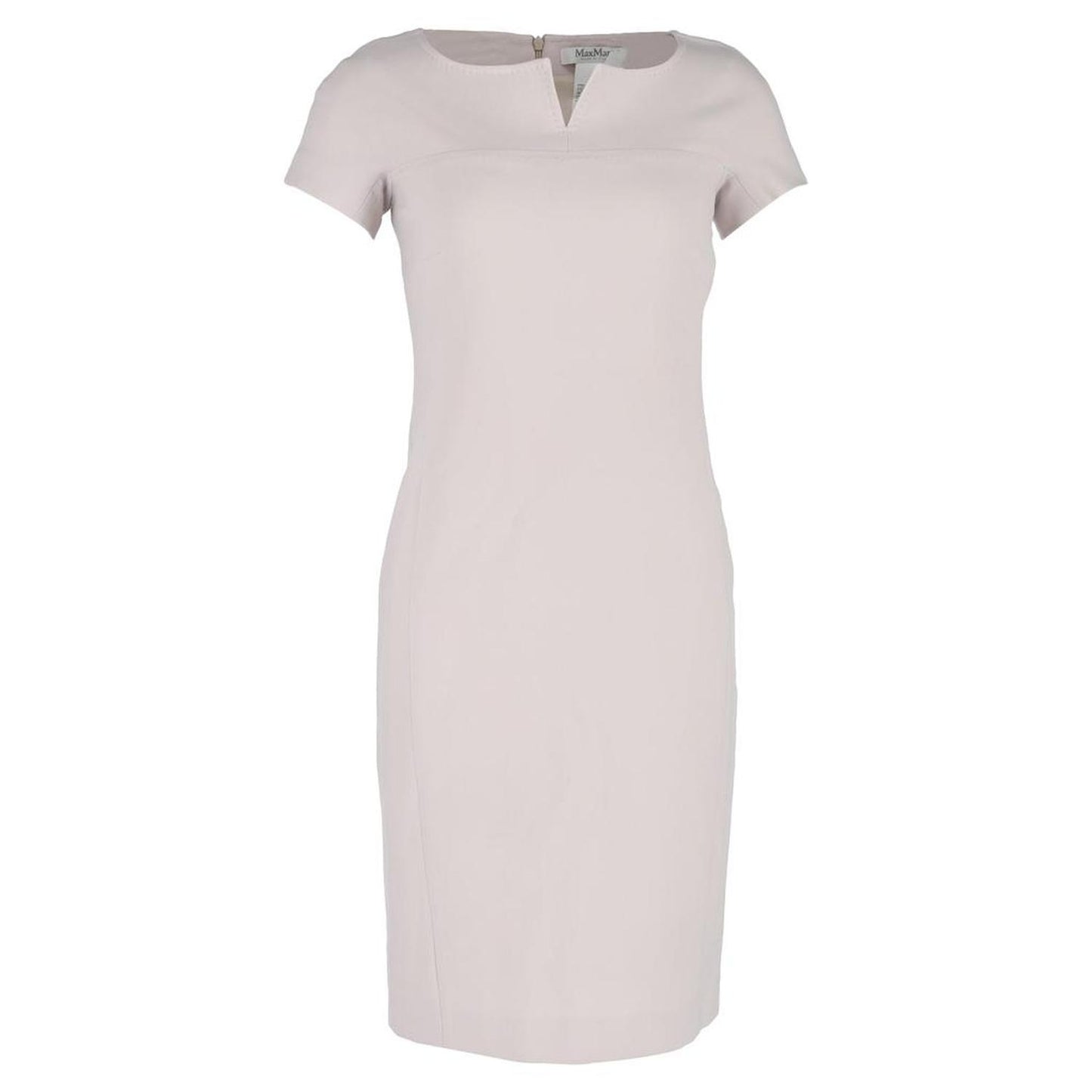 Knee-Length Short Sleeve Bodycon Dress in Light Pink Wool