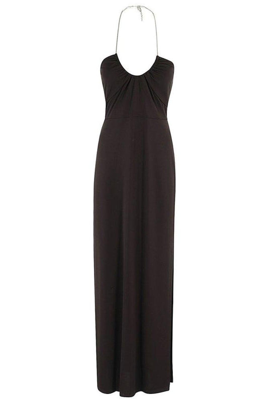 Michael Michael Kors Ruched Halterneck Maxi Dress