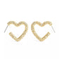 Faux Stone Pave Heart Hoop Earrings