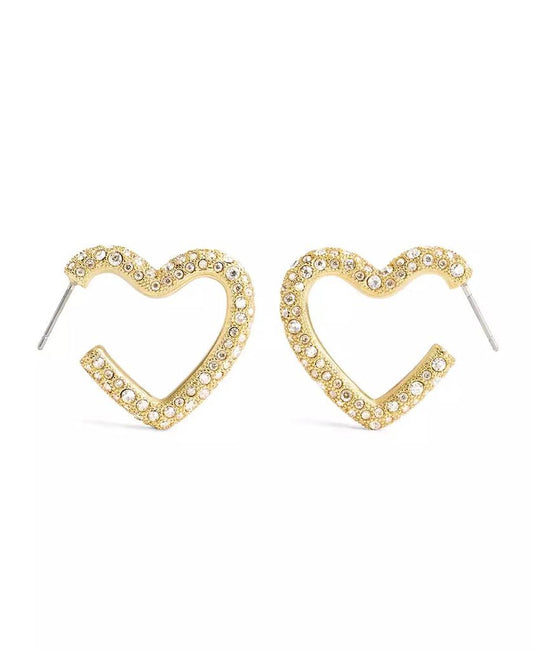 Faux Stone Pave Heart Hoop Earrings