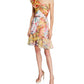 Floral Organza One Shoulder Mini Dress In Multicolor