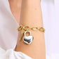 Two-Tone Heart Lock & Key Charm Bracelet